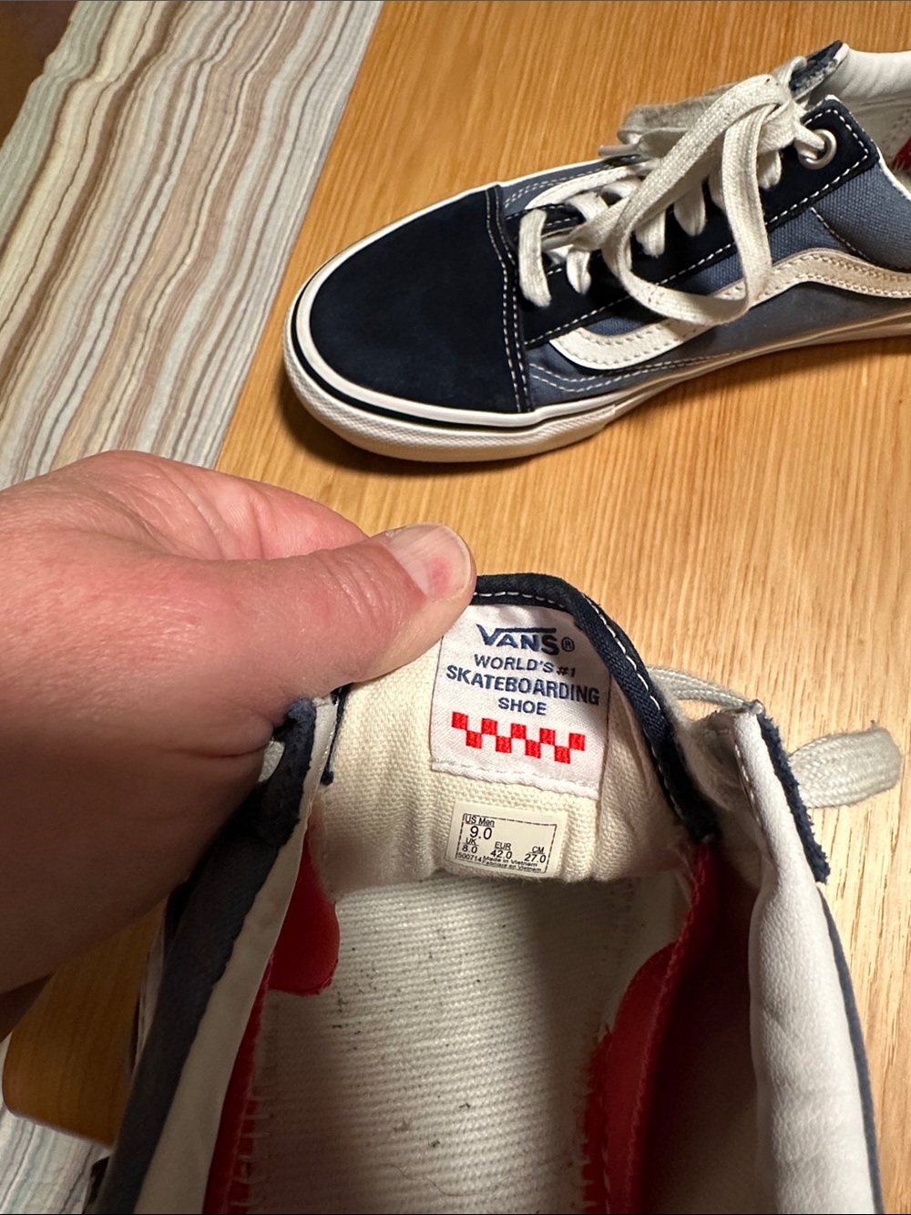 Vans Men’s Navy and White Skate Old Skool Sneakers - Picture 12 of 13